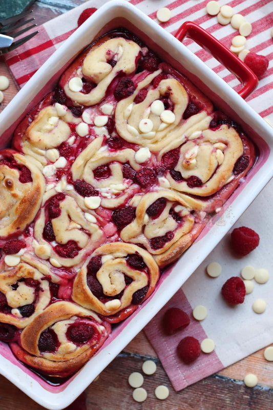 Raspberry  witte chocolade rolls